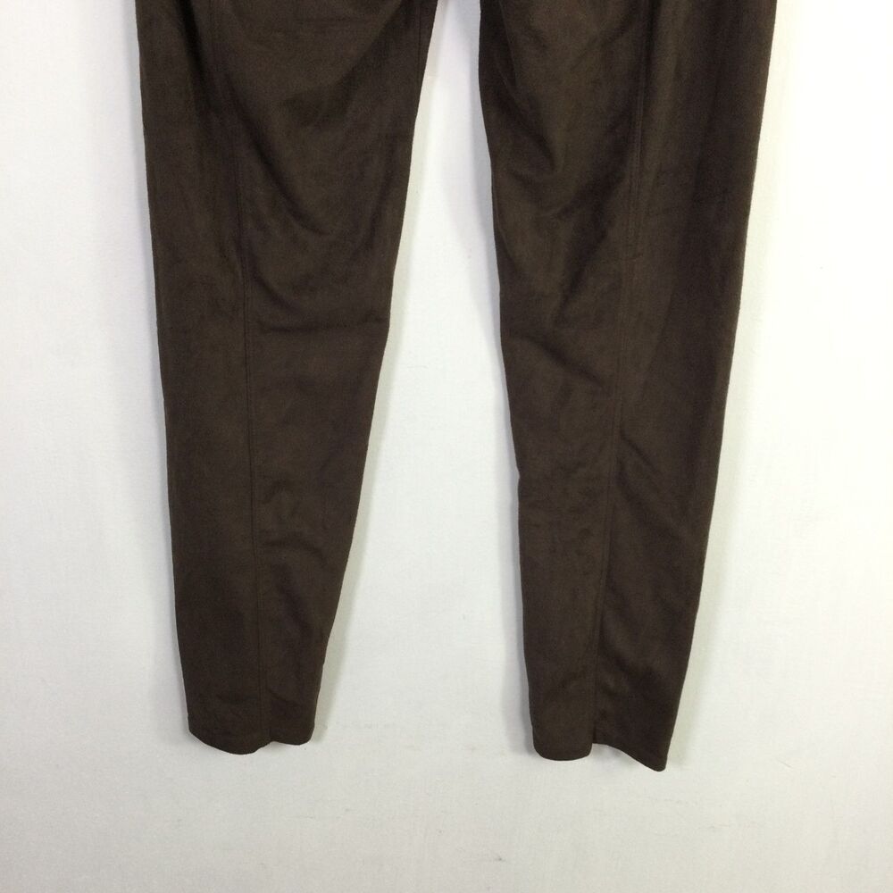 Lysse Womens Faux Suede High Waist Velvet Leggings Pull-On Dark Brown Size M - Picture 9 of 15